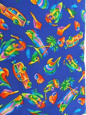 Hoffman International Fabrics Screen Print Beach Theme Blue/Multicolor 3 Yds - Image 1 of 4