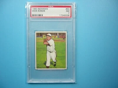 1950 BOWMAN MLB BASEBALL CARD #50 DICK KOKOS PSA 7 NM SHARP!! '50 BOWMAN GL - Image 1 of 4