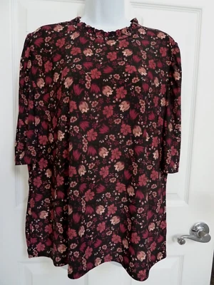 Blusa Top ANNE KLEIN Talla XL 16/18 Cuello con Volantes Carrera Floral Cottagecore Foto 1 de 4