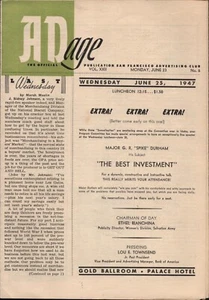 1947 June 23rd AD AGE official publication of the SAN FRANCISCO ADVERTISING CLUB - Picture 1 of 4