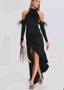 NUEVO Vestido Retrofete Sab Negro Talla XS Halter Top Maxi Sin Mangas Dobladillo Asimétrico - Imagen 1 de 9