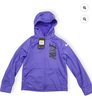 耐克 Youth 大号紫色 Dri-Fit 连帽运动衫夹克 856138-518 — 第 1/4 张图片