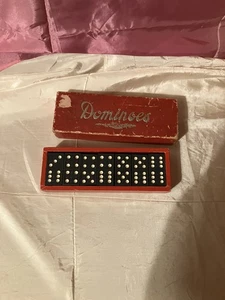 Spears Dominoes set vintage complete in box ship patterned tiles lightwood 5cm - Picture 1 of 4