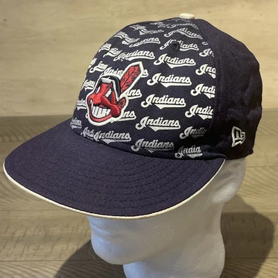 Chapéu ajustável Cleveland Indians azul 7 1/8 lã New Era EUA mercadoria genuína - Imagem 1 de 4