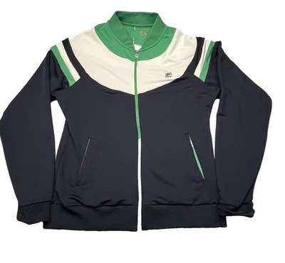 Chaqueta Fila Para Hombre XL Verde Blanco Azul Marino Cremallera Completa 1911-2011 Pista Retro Atlética Foto 1 de 4