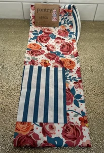 Greensource Pantry Apron W/ Pocket 100% Cotton Twill Weave Floral Cottage Trad - Picture 1 of 7