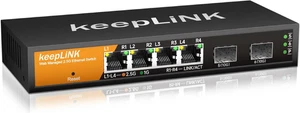 keepLiNK 6-port 2.5Gbps switching hub 4 x 2.5G RJ45 ports, 2 x 10GbE SFP+ ports - Afbeelding 1 van 7