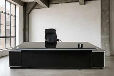 Büromöbel Bauhaus Chef Schreibtisch Kehl 2,45 m Sideboard Repräsentativ Jet-Line - Bild 1 von 4