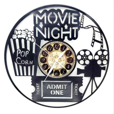 MOVIE NIGHT | Vinyl Record Clock | Unique Wall Art | FREE SHIPPING - Image 1 of 2