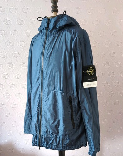 giacca con cappuccio originale Stone Island crinkle reps ny blu XL taglio certificatologo