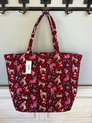 VERA BRADLEY Essential Grand Tote Holiday Hounds Whimsical Dogs Red NWT RP $75 - Image 1 of 3