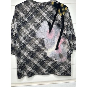 Maglione Troubadour Anthropologie Petalo Floreale Plaid Finto Collo Taglia XS Lana Nuovo senza etichette - Foto 1 di 3