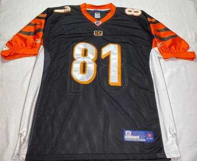 Camiseta deportiva cosida Reebok auténtica en el campo de los Bengals de la NFL Terrell Owens #81 talla 54 Foto 1 de 4