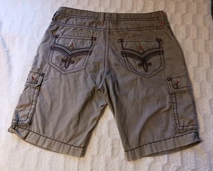 Rock Revival Cargo Shorts Men's 40 Gray Slim Fit Streetwear Fleur-de-Lis Pockets - Picture 1 of 15