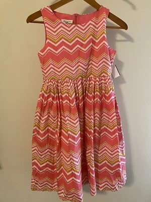 Bonnie Jean Pink White pattern Dress Sz 14 Crinoline Spring Summer Easter Party - Image 1 of 4