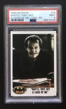 1989 topps batman #44 the joker ; wait’ll they get a load of me PSA 9 💥 COLL ED