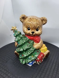 Vintage Mold Ceramic Bear Christmas Tree Peg Light 7.5" No Light Missing Pegs - Picture 1 of 15