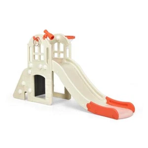 Costway Playground Slide Commercial Plastic 160 lb. Cap. w/ Basketball Hoop Wave - Picture 1 of 4