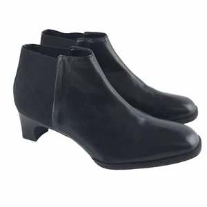Issey Miyake Mujeres Japonesas Cuero Negro Puntera Cuadrada Tacón Botines Talla 23 6 - Imagen 1 de 8