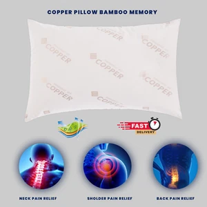 Copper Pillow Bamboo Memory Foam Antibacterial Head, Neck & Back Support Relief - Picture 1 of 2