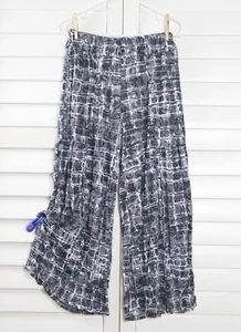 SHANA NWT $80 Soft Textured Crinkle Check Floral Print Wide Leg Pants Size XS - Picture 1 of 5