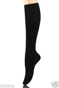 Solid Black Knee High Socks Size 9-11 Womens Girls Yelete - Picture 1 of 1
