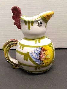 Vtg Italian Pottery Rooster Creamer Pitcher Handpainted - Photo 1/11