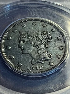 1840 Large Cent ANACS VF Very Fine 35 Details Corroded Scratched - Picture 1 of 5