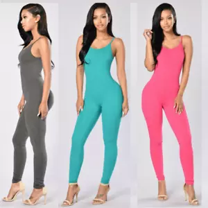 Fashion Women Causal Bodycon Sleeveless Clubwear Sexy Ladies Jumpsuit Rompers- - Picture 1 of 21