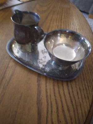 Azúcar y crema Silverplate Wm Rogers Paul Revere reproducción Foto 1 de 4