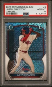 Justin Crawford 2023 Bowman Mega Caja Cromo #3 1er Bowman PSA 10 - Imagen 1 de 3