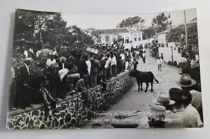 Cartolina fotografica d'epoca corrida in strada Terceira isola Azzorre RPPC - Foto 1 di 2