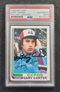 1982 GARY CARTER Signed Topps Card-HALL OF FAME-Montreal Expos-PSA Encapsulated