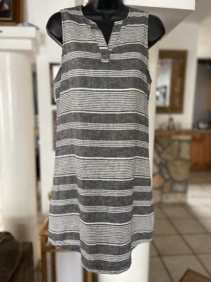 Vestido para mujer a rayas mezcla de lino playa almuerzo salón talla XS Foto 1 de 4