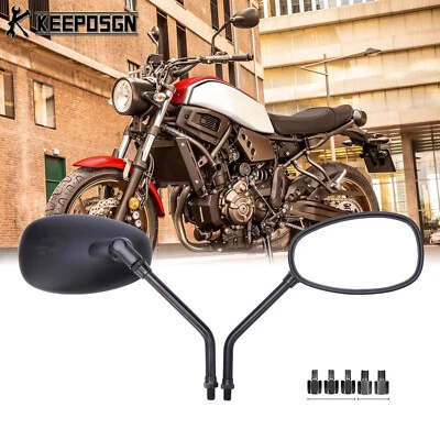 Par de espejos retrovisores laterales negros ovalados para moto Yamaha XSR700 XSR900 XSR155 Foto 1 de 4