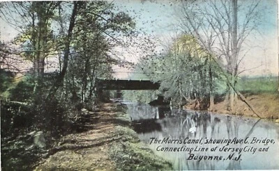 Bayonne, NJ Morris Canal, Ave. C Bridge Connecting Line Jersey City  Postcard - Image 1 of 2