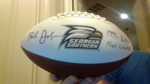 Coach Paul Johnson Signed Georgia Southern Eagles Football w/GSU National Champs - Picture 1 of 4