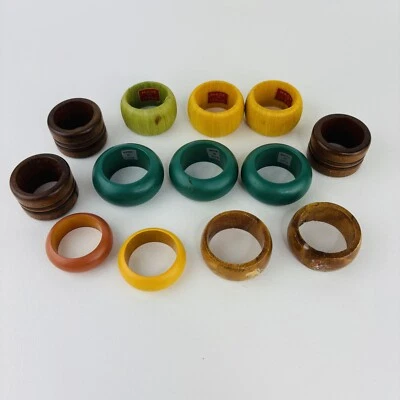 Variedad Lote de 13 Servilleteros Madera Bambú Verde Marrón Amarillo Italia India Foto 1 de 4