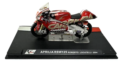 MODELLINO MOTO DIECAST  APRILIA RSW125 ROBERTO LOCATELLI 2004 1/24 - Immagine 1 di 4
