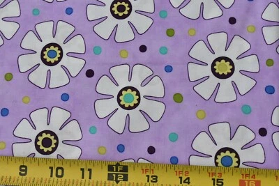 15" Long, White Flowers on Lavender Quilt Cotton, Moda, Me & My Sister, P6867 - Image 1 of 4