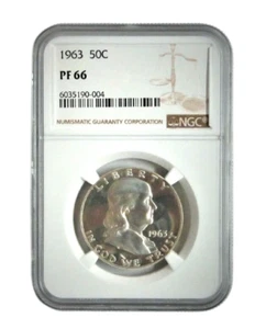 1963 Silver Franklin Half Dollar Proof NGC PF 66  ⭐463⭐V3⭐ - Picture 1 of 5