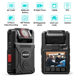 BOBLOV Police Body Camera Audio 128GB GPS Night Vision 14 Hours Video Recording - Picture 1 of 19