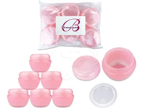 6 Pieces 50 Gram/50ml Pink Round Frosted Sample Jars with Inner Liner and Lid - Picture 1 of 1