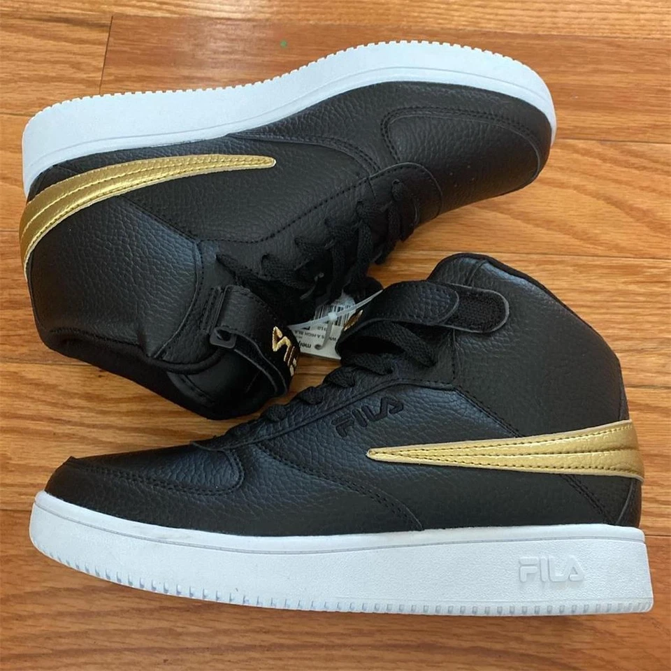 Mujer FILA A-High Top Tenis Zapatos Talla Entrenador 6.5 8.5 9 10 Negro Dorado Nuevo con Etiquetas Foto 1 de 1