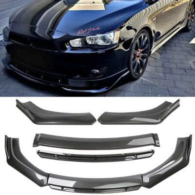For 2008-2015 Mitsubishi Front Bumper Lip Splitter Chin Spoiler Carbon Fiber — 第 1/4 张图片