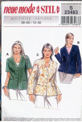 Neue Mode Stil 23483 Jacket Nehru Style Short Long Sleeves Sewing Pattern Misses - Image 1 of 2