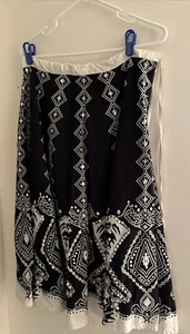 SPEED LIMIT TIERED RUFFLED Size L COTTON FULL SKIRT Black/White Sequin - Picture 1 of 18