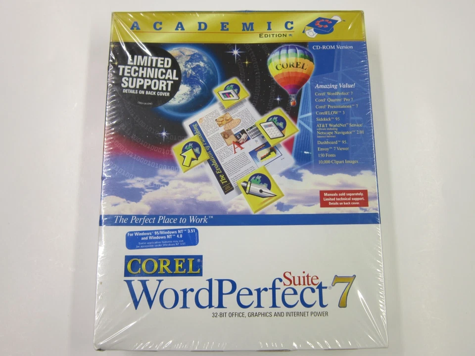 Corel WordPerfect Suite 7 Academic Edition For Windows 95 NT 3.51 NT 4.0 - Image 1 of 4