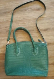 große, grüne, italienische Handtasche, Cluty, geprägtes Leder, wie neu - Bild 1 von 9