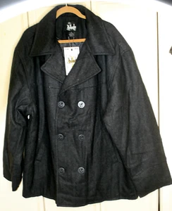 New Ablanche Mens Wool 2XL Navy Pea Coat Black Old Stock - Picture 1 of 7